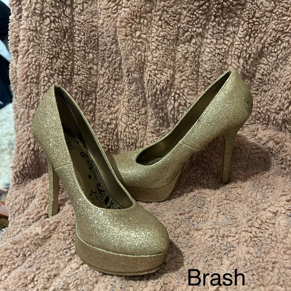 Brash Women's Gold Glitter Heels